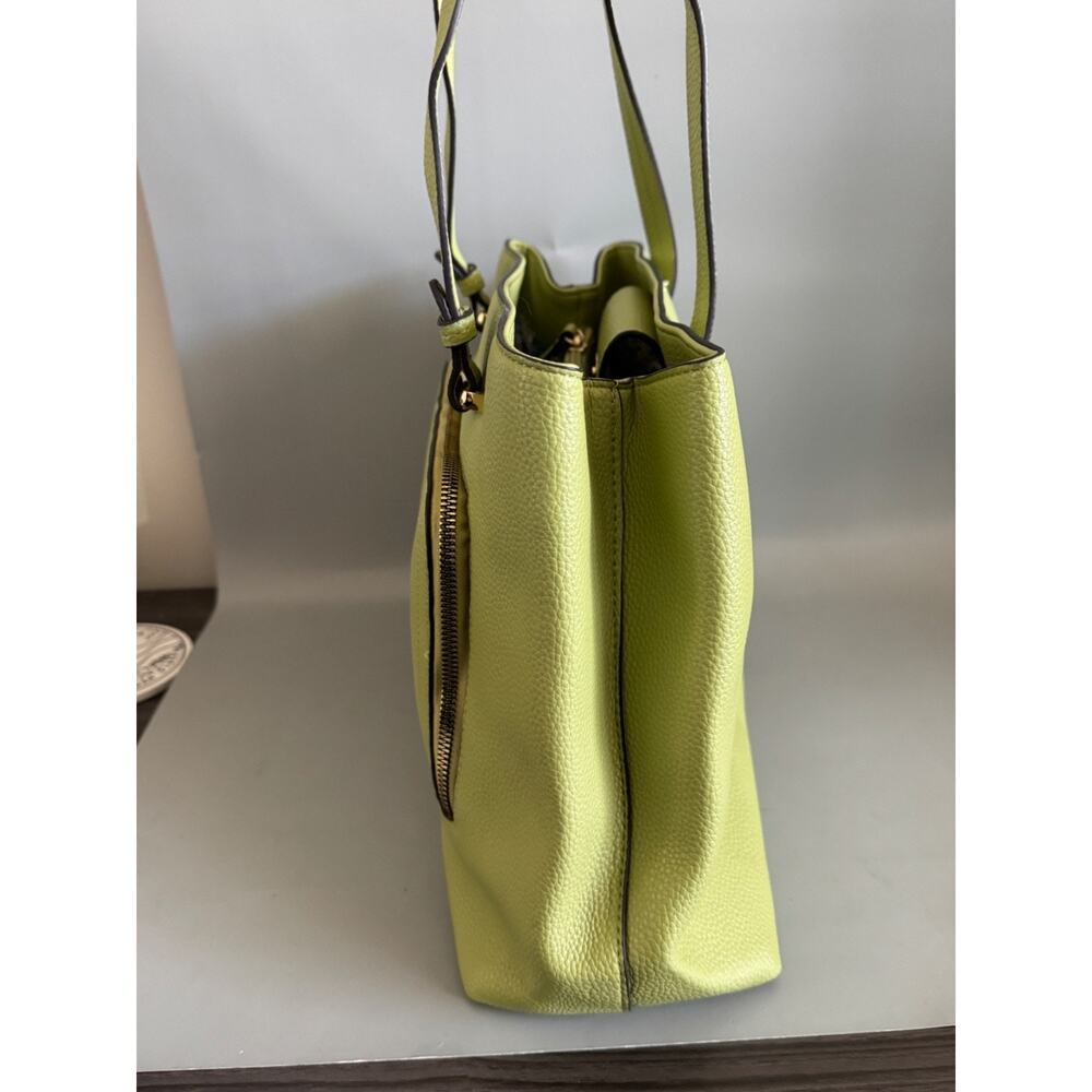Nanette Lepore Green Shoulder Bag Tote Gold Hardware Front Zip Pocket Pastel - Picture 3 of 7